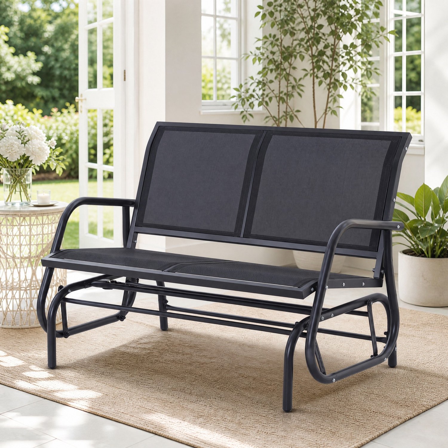 CHICFURN Schommelbank - Schommelfunctie - 2-zits - Zwart
