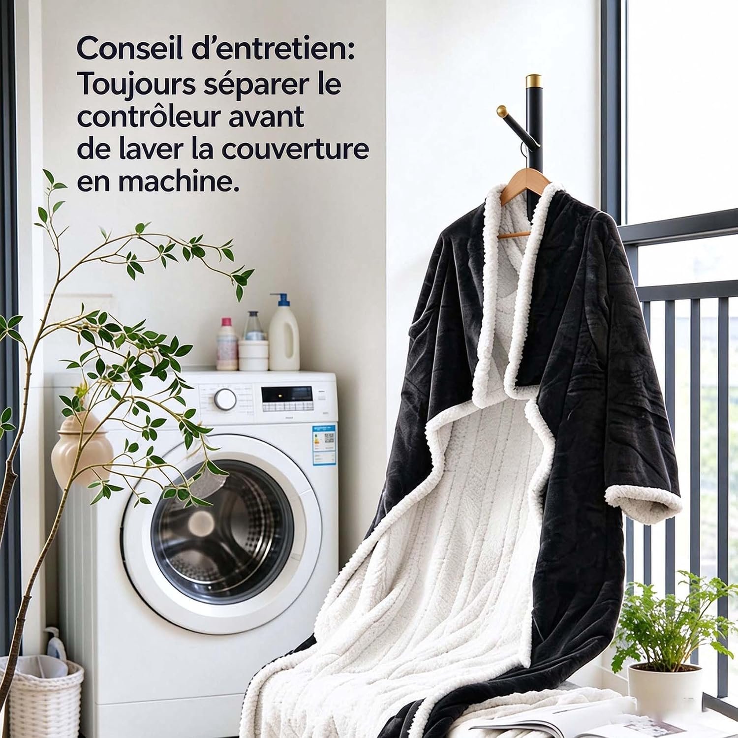 Elektrische Deken - 180x130cm - 38-50°C - 6 Standen - 10 Timers - Oplaadbare elektrische deken - 1 Persoons Bovendeken - Warmtedeken Met mouwen en capuchon - Verwarmde deken - Bovendeken - Fleece - Voor Thuis & Kantoor - Grijs – foto 3