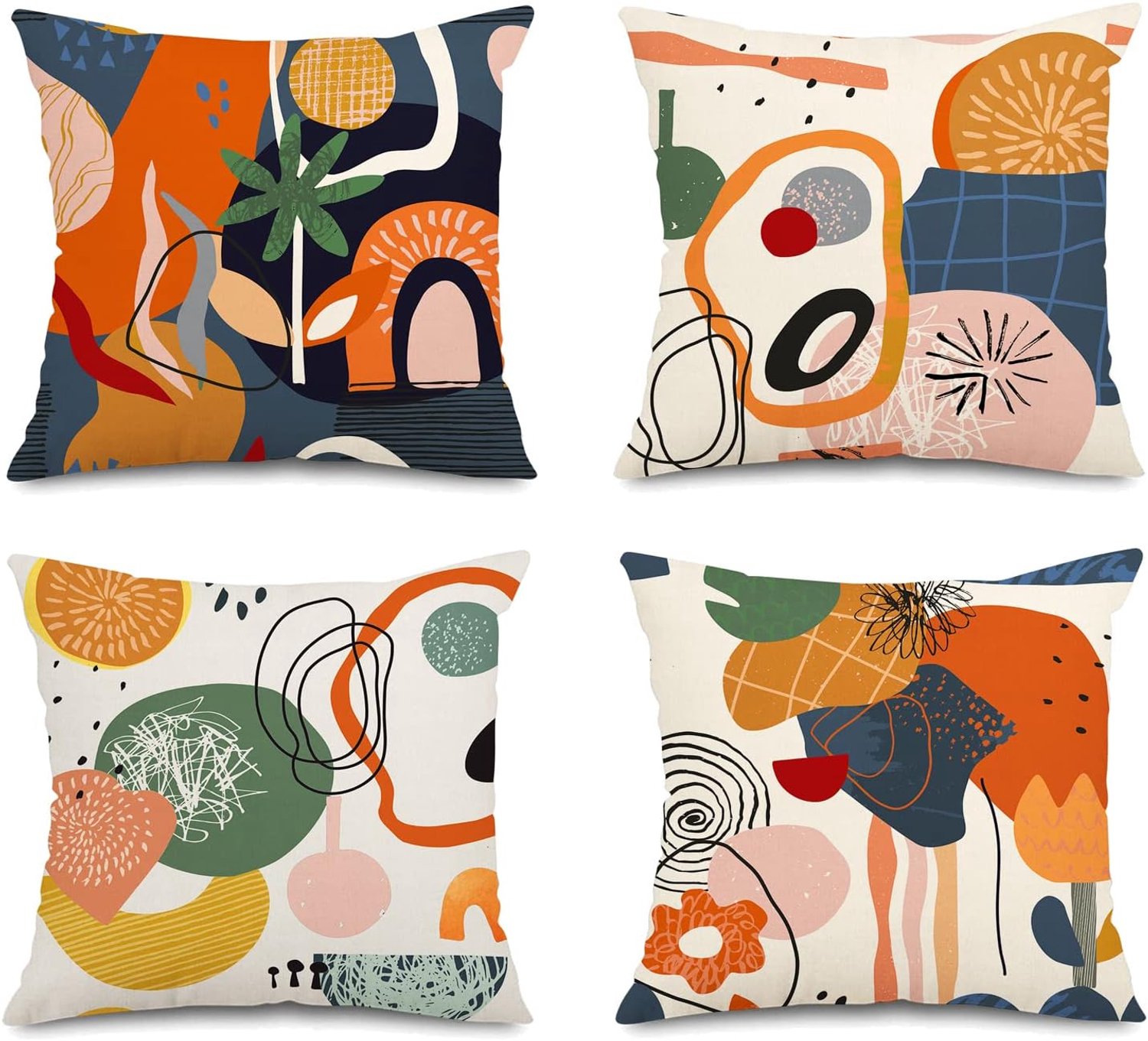 Decoratieve kussensloop - Abstracte kussensloop - Bohemian kussensloop - 45 x 45 cm - Geschikt voor woondecoratie - 4 stuks