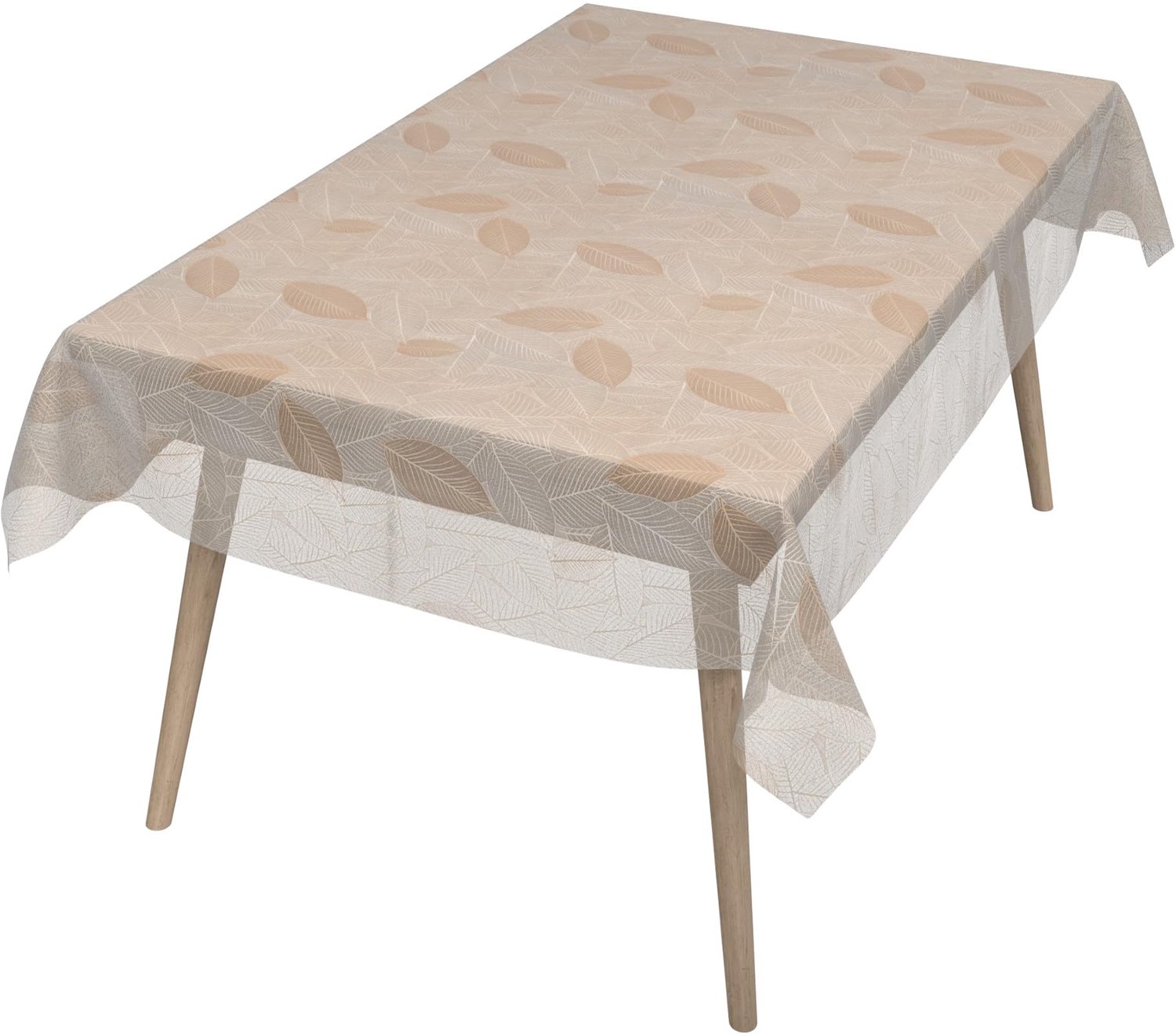 ANRO Tafelzeil op rol Kantlook Beige 138cm x 20m – Afwasbaar Tafelkleed Rechte rand Waterafstotend
