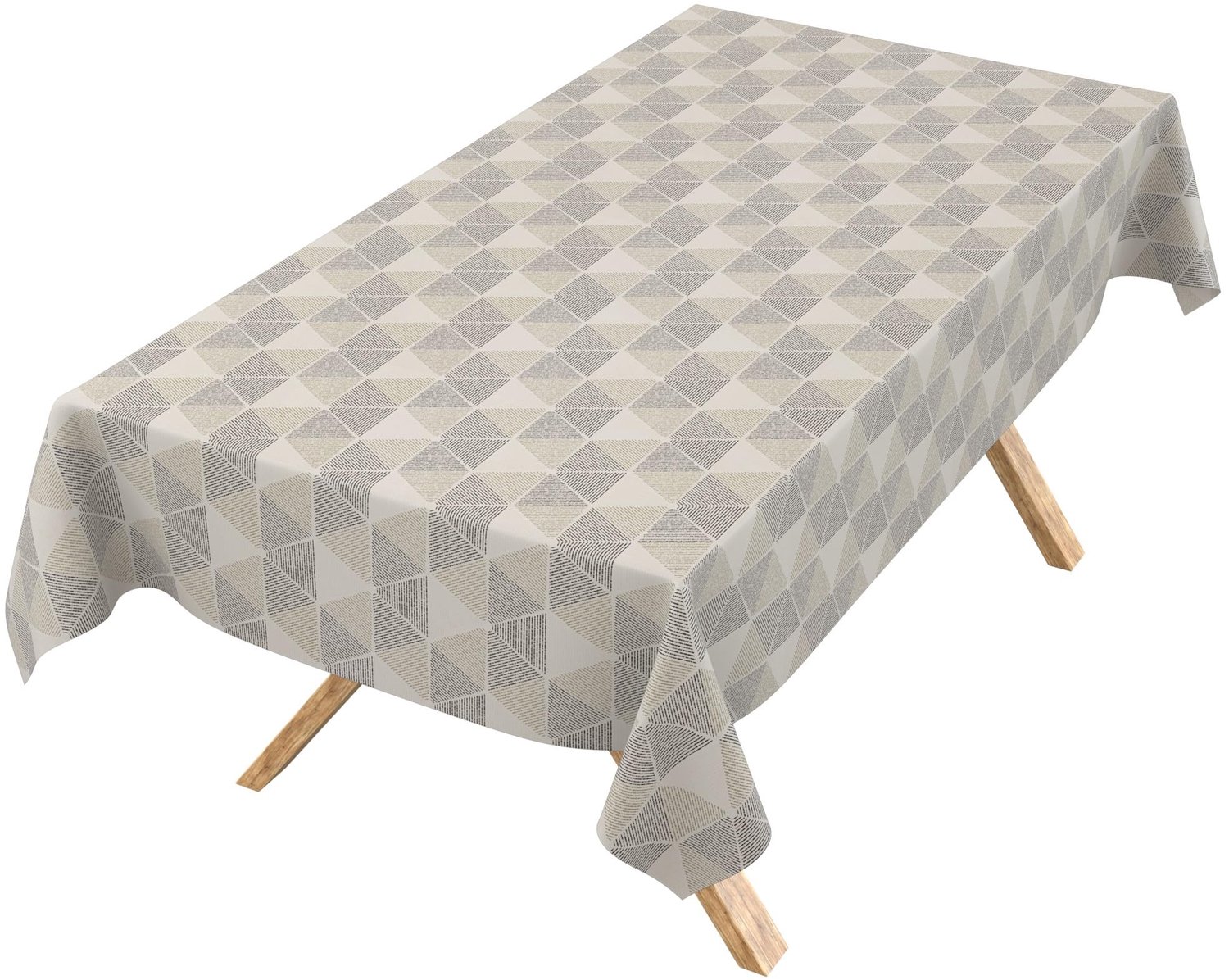 ANRO Tafelzeil op rol Geometrisch Antraciet 140cm x 20m – Afwasbaar Tafelkleed Rechte rand