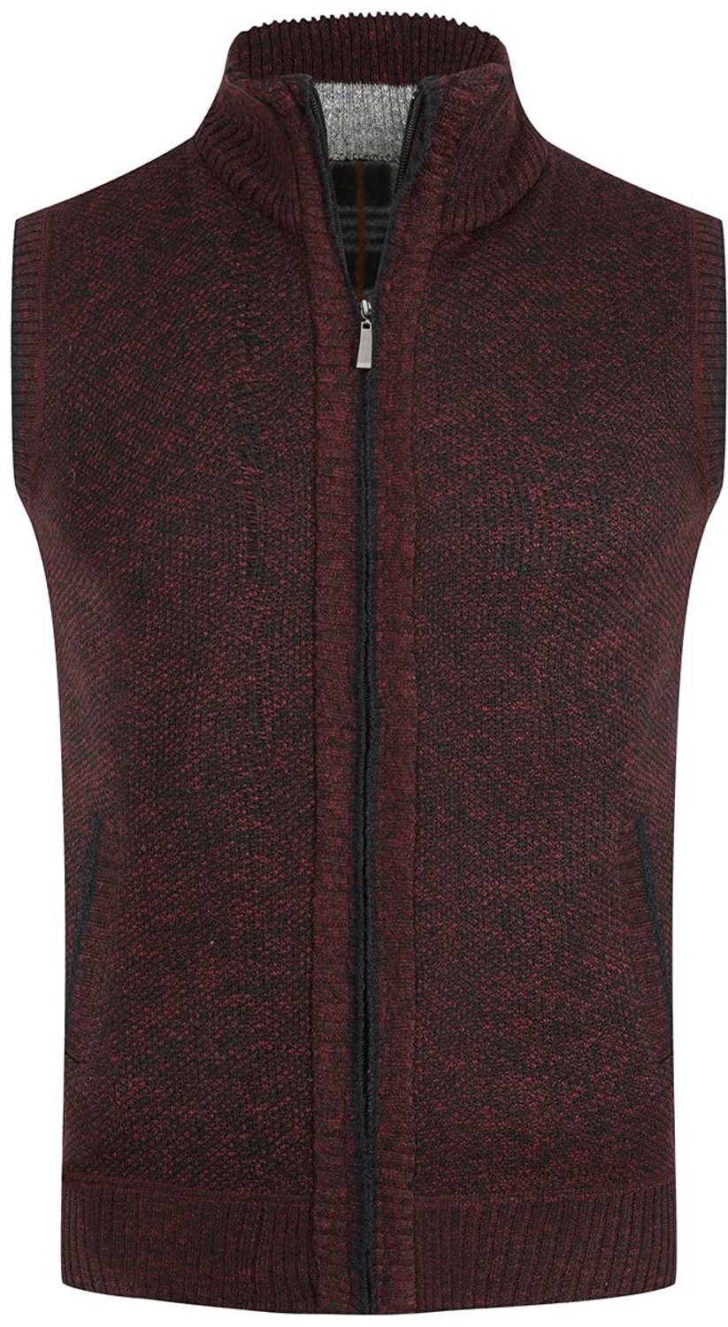 Heren Gebreide Bodywarmer - Gevoerd met Fleece - Gewatteerd en Warm - Mouwloos Vest met Rits - Voor de Winter