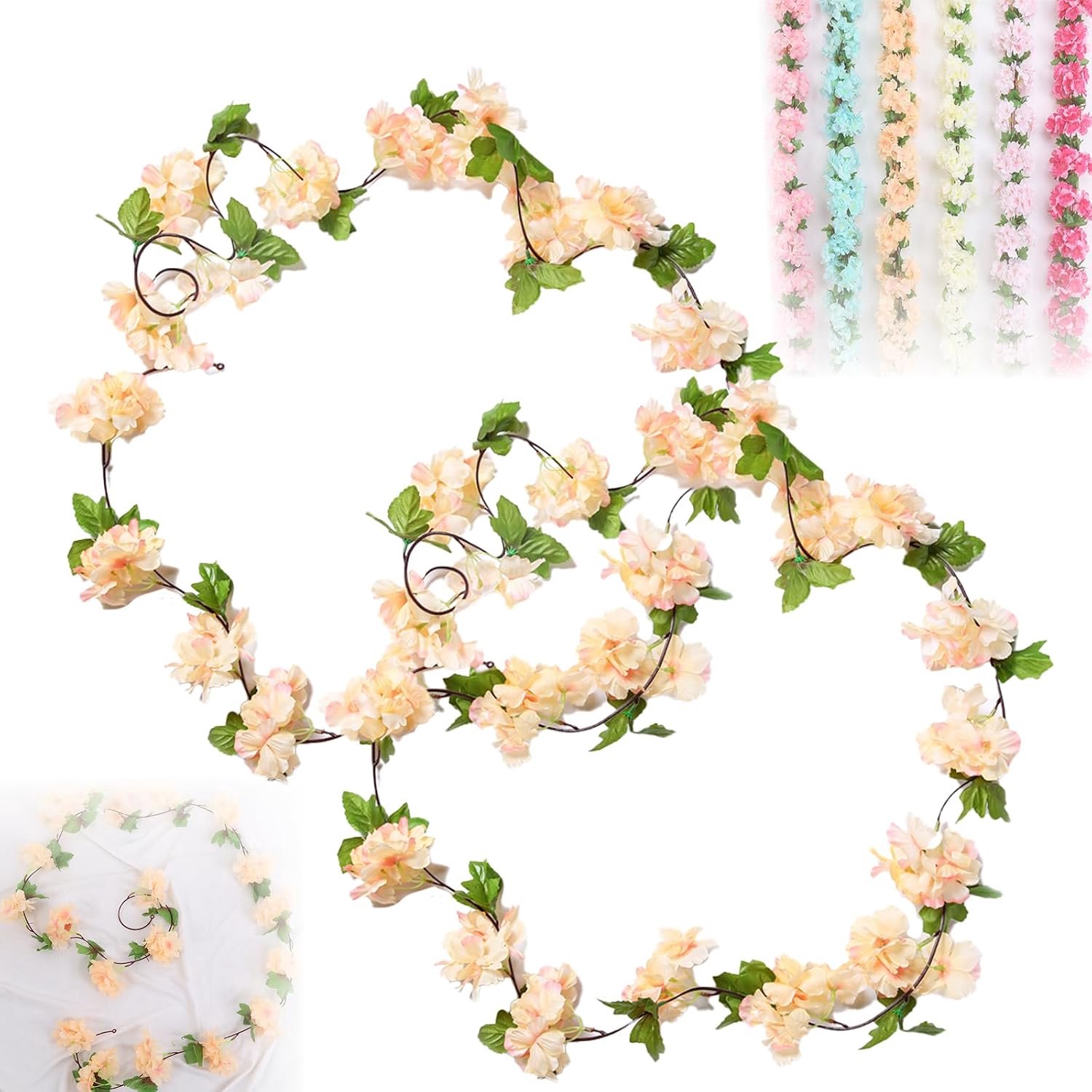 Bloemenkrans 2 stuks - 1,8 m kersenbloesemdecoratie - kunstbloemen - perfecte hangdecoratie voor bruiloft en feest - ServiceTopper