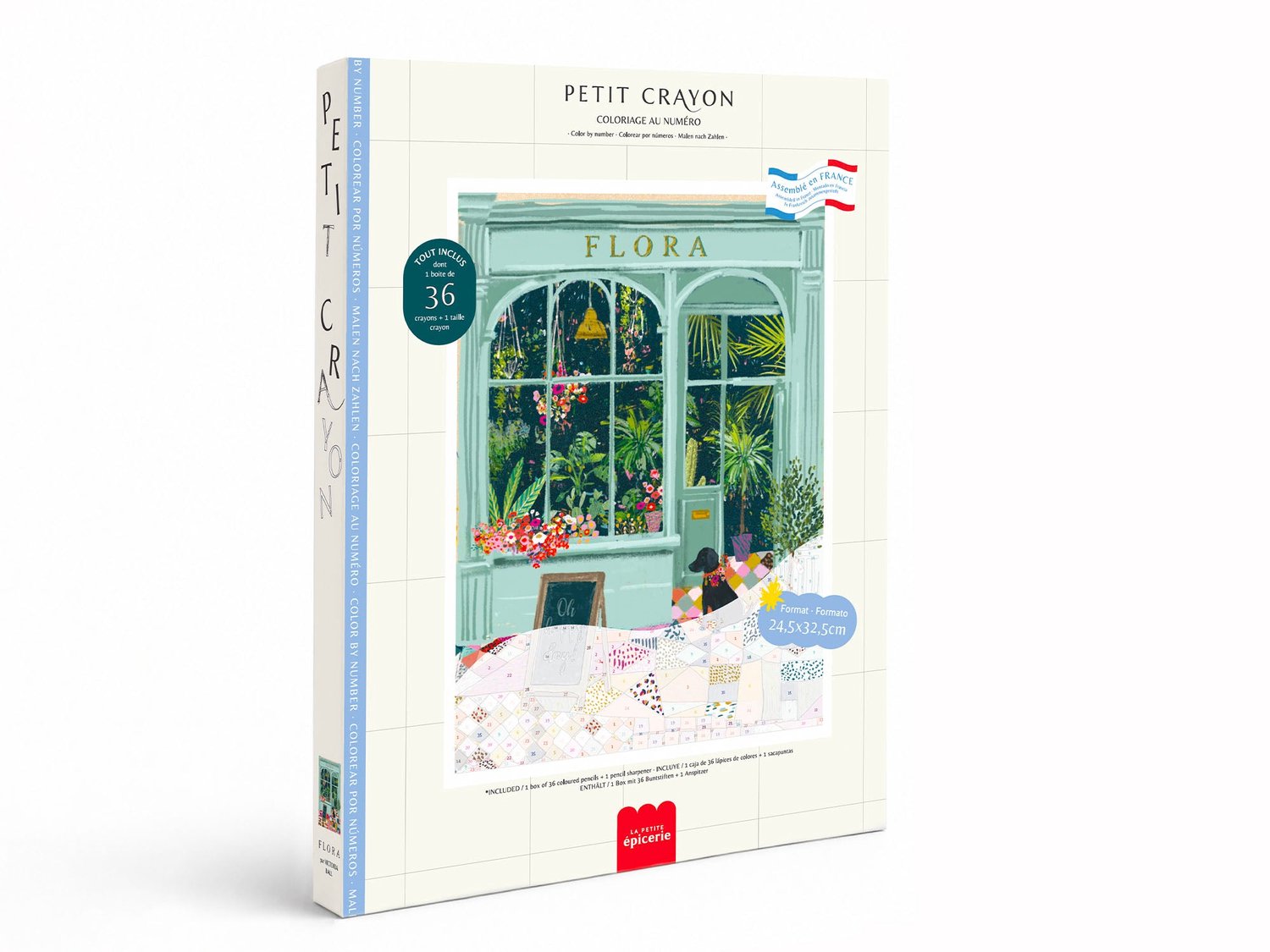 La Petite Épicerie Petit Crayon Flora – Kleuren op Nummer met 36 Kleurpotloden, Creatieve Hobbyset