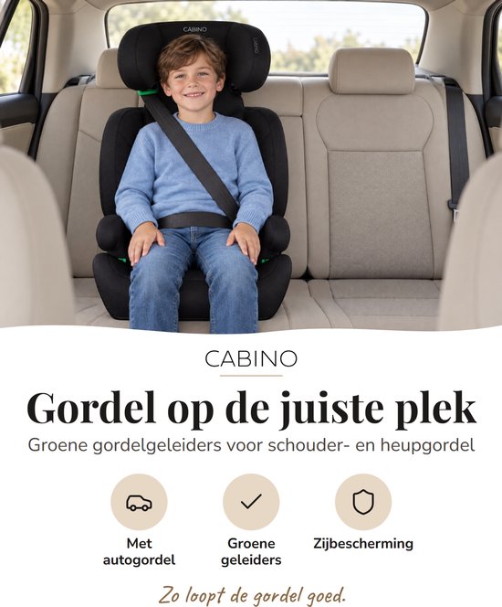 Cabino Nexus Autostoel – 100 tot 150 cm – Groep 2/3 – i-Size – Gordelbevestiging – Zwart — afbeelding 4