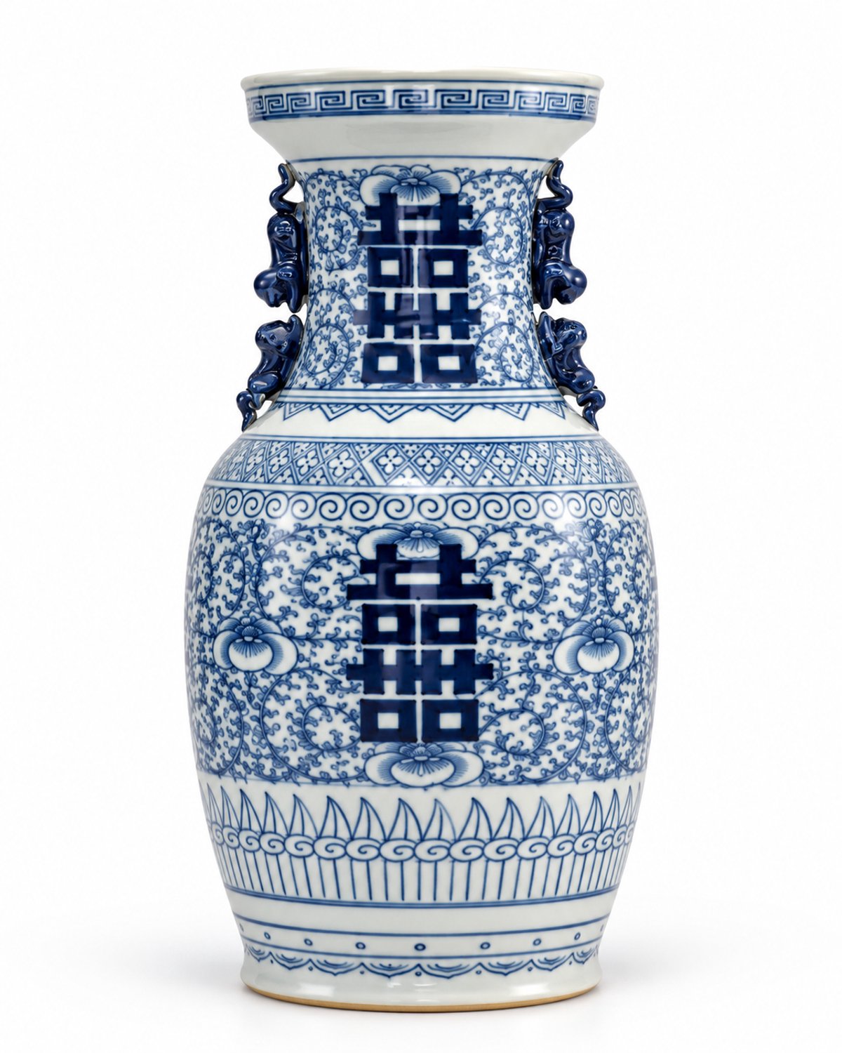 Fine Asianliving Chinese Vase Porcelain Blue White Double Happiness H41cm multi