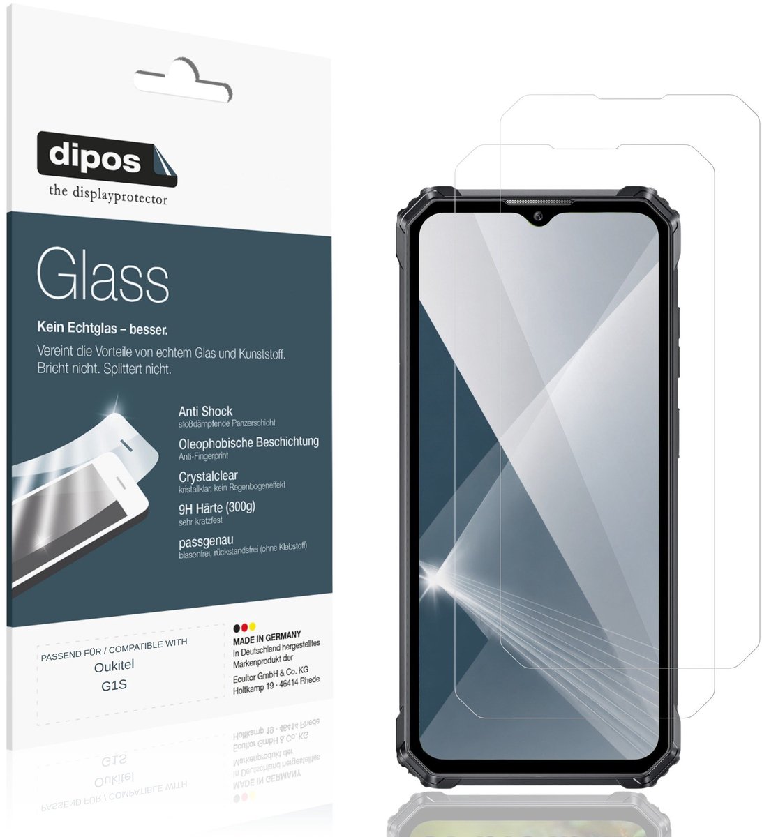 dipos – 2x Pantserfolie geschikt voor Oukitel G1S | 9H Screenprotector