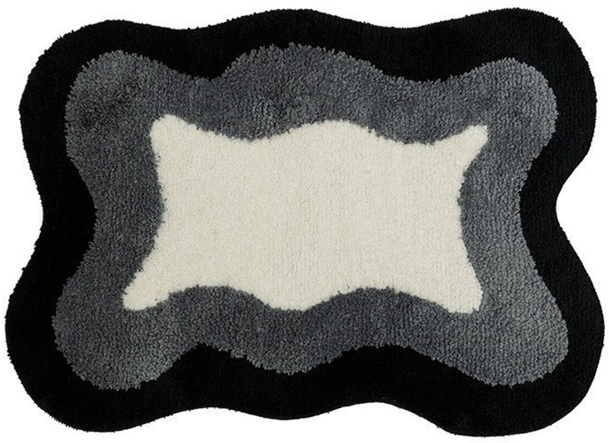 Antislipmat voor de badkamer - Onregelmatig gevormd imitatiekasjmier tapijt - 40 x 60 cm - Antislipmat voor de voeten in het toilet - Wasbaar - Zeer absorberend - Gemakkelijk schoon te maken deurmat - Zwart