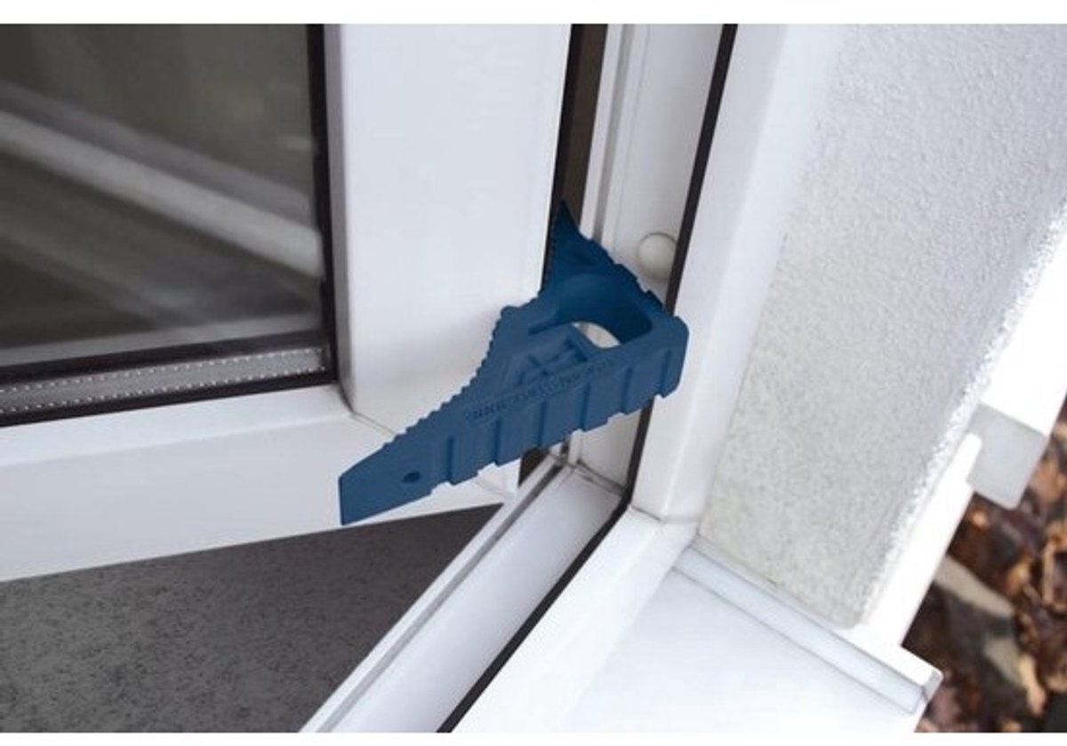 Veelzijdige deurstopper en raamvastzetter - blauw - antislip