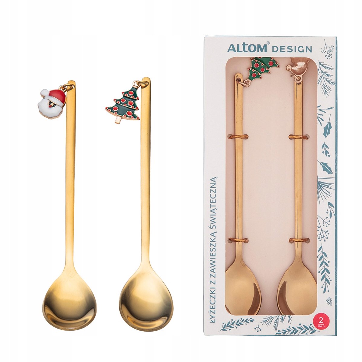 Altom Design Gouden Theelepels Set van 2 - Kerst & Cadeau