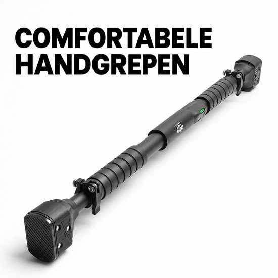 Zwarte B-Physic pull-up bar met comfortabele handgrepen, horizontaal gepresenteerd.