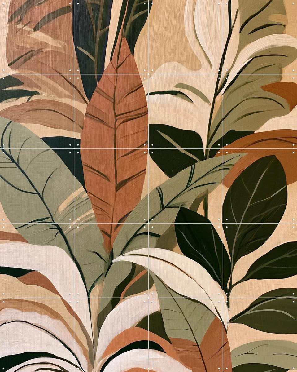 IXXI Tropical Foliage Organic Garden, Branka Kodžoman - 80 x 100 cm - Gratis ophangtool - Grote wanddecoratie en posters - Modern, Illustraties