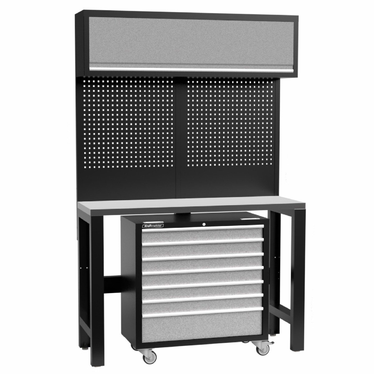 Kraftmeister Standard werkbank met wandkast en gereedschapswagen RVS 1