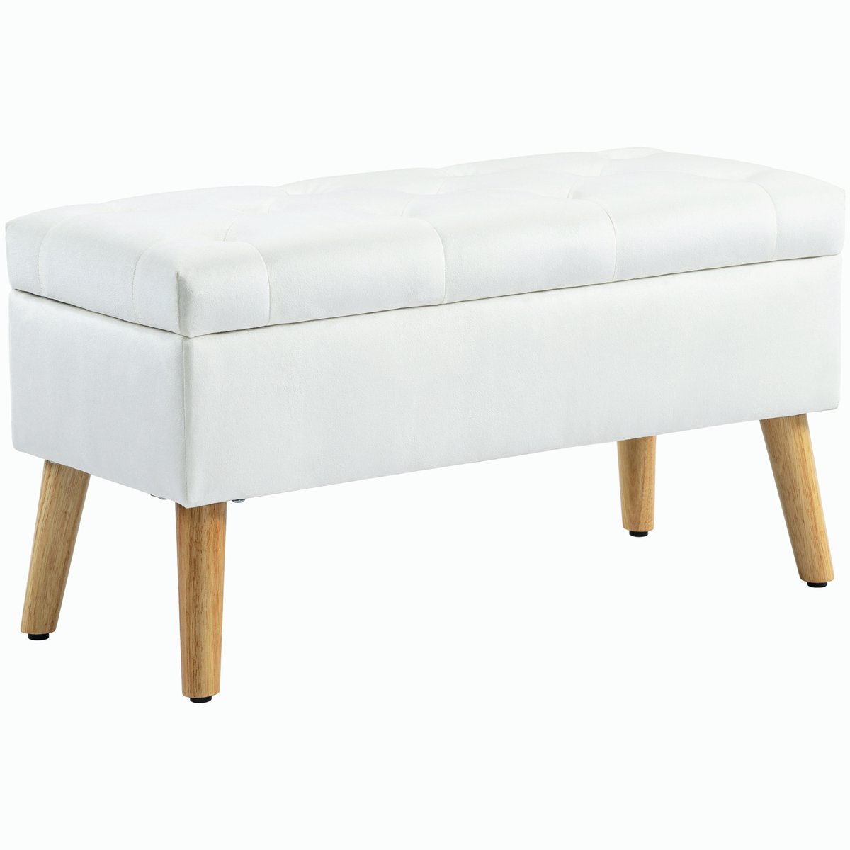 Homona Gestoffeerde bank met opbergruimte - Met fluwelen bekleding - 80 x 35 x 42 cm - Wit