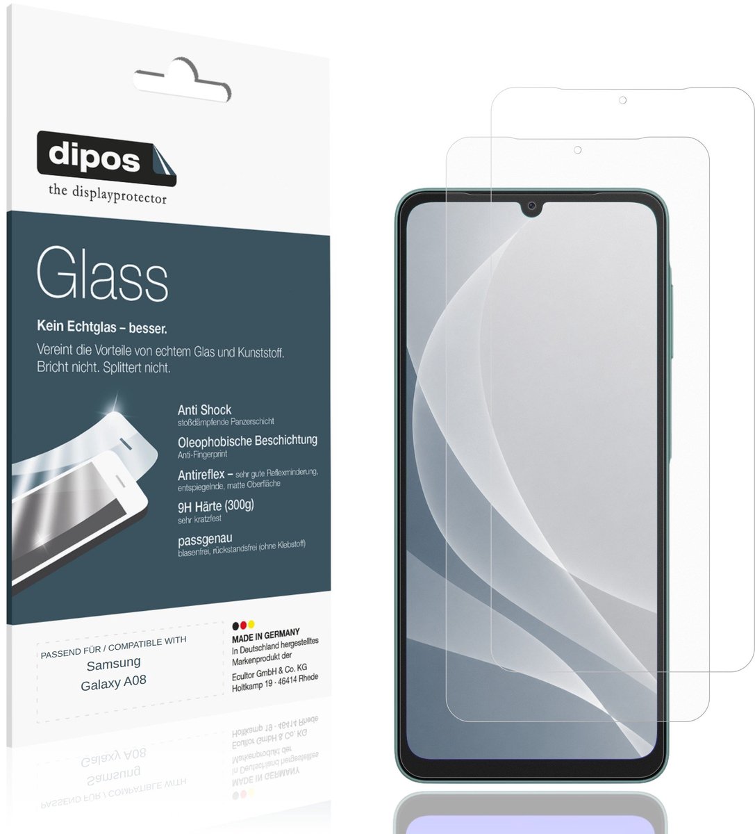 dipos – 2x Matte Pantserfolie geschikt voor Samsung Galaxy A08 | 9H Screenprotector