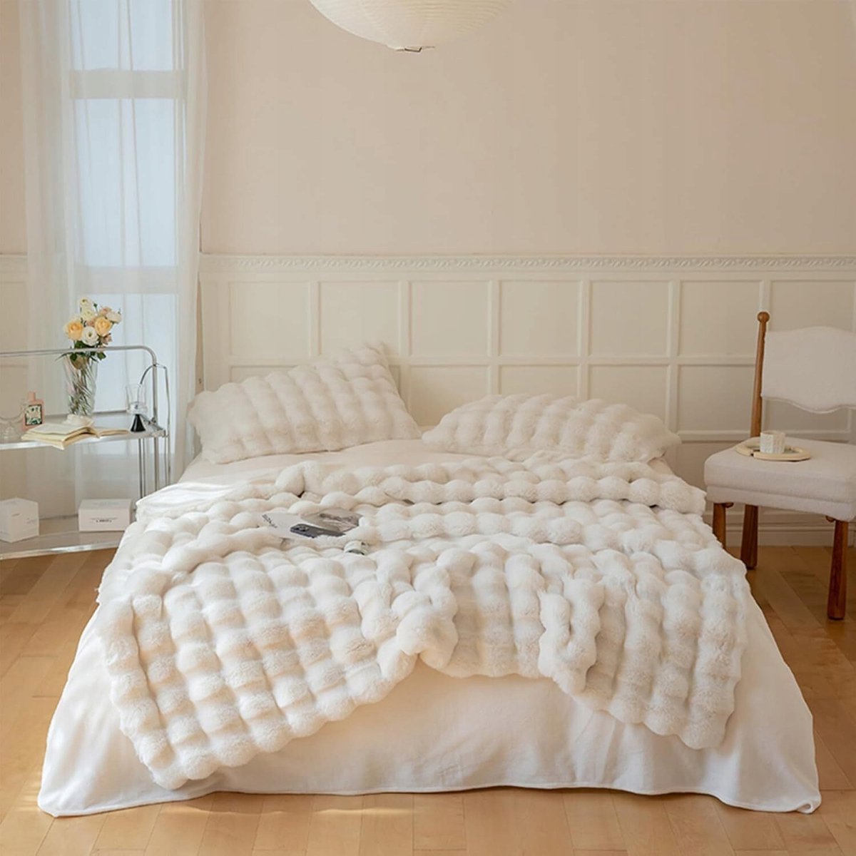 Zachte Pluche Plaid - Witte, Luxe Dekken voor Bed & Sofa