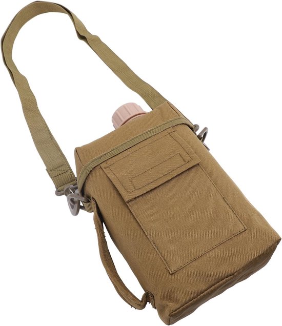 Lyrlody Heuptas voor Waterfles van 2 Liter, PVC Drinkrugzak met Verstelbare Riem, Lekvrije Fles en Opbergvak, Handsfree Drager voor Wandelen, Hardlopen, Fietsen, Reizen (Khaki) — afbeelding 2
