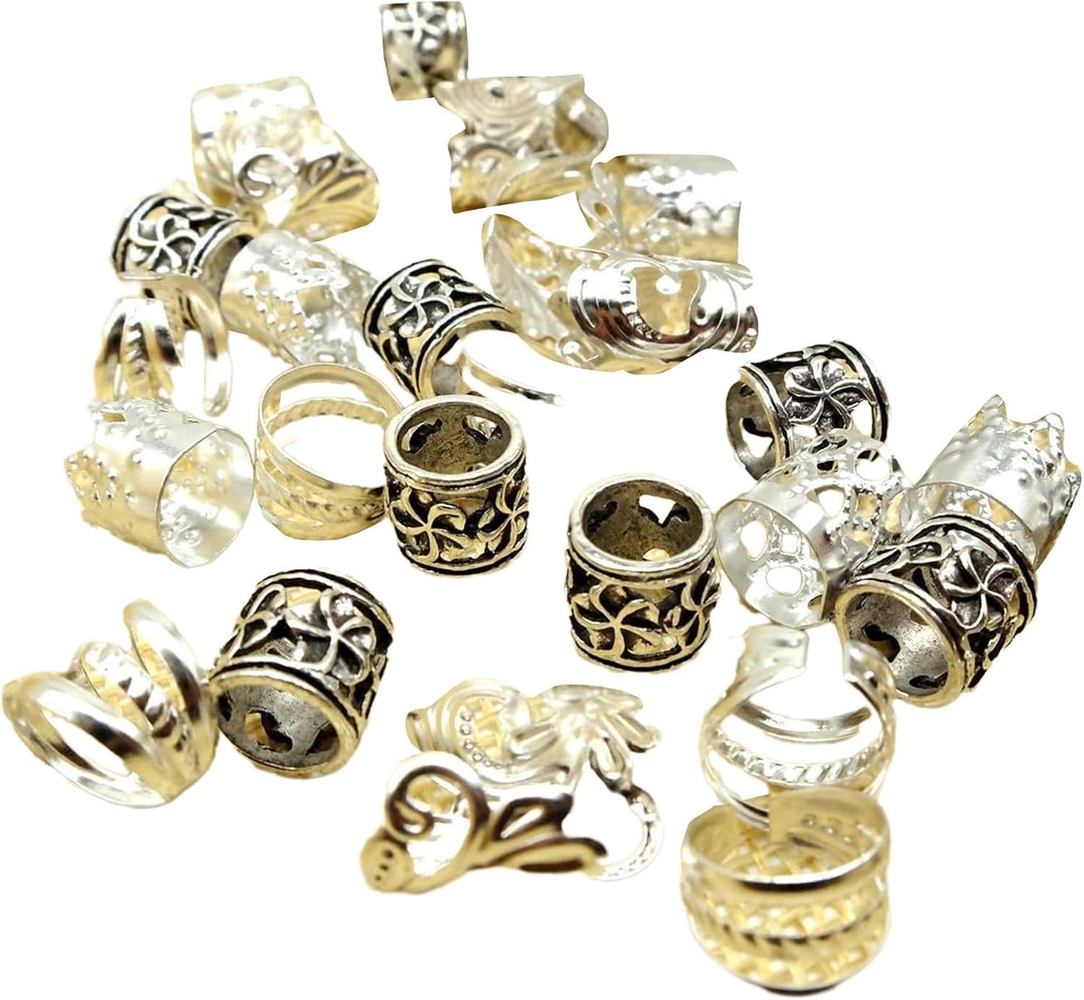 100Pcs Hair Beads Loose Coil Hair Rings Dreadlock Bead Braid Rings Hair Clip Braid Clip - ShopVlot