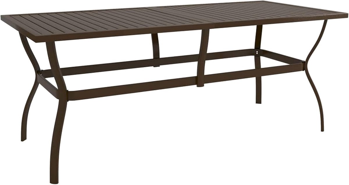 Tuintafel, terrastafel, balkontafel, eettafel, tuinmeubelen, tafel, bruin, 190 x 80 x 72 cm, staal