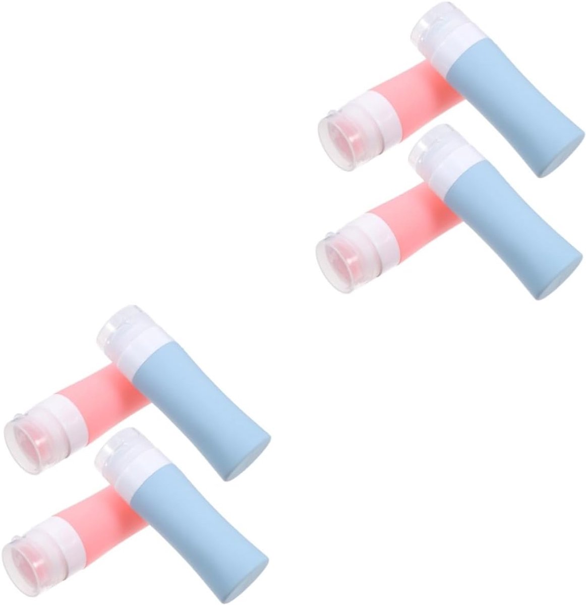 2 Sets 60 Ml Reisflessen Siliconen Containers Set Hervulbare Knijpbare Draagbare Met Draagtas 4 Stuks * 2