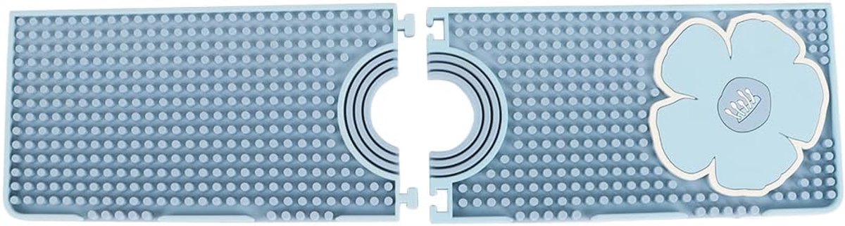 Siliconen kraanmat, afwasdroogmat, slanke kraanbescherming, voor snelle afvoer, keuken en badkamer (blauw, 10 x 38 x 0,8 cm)