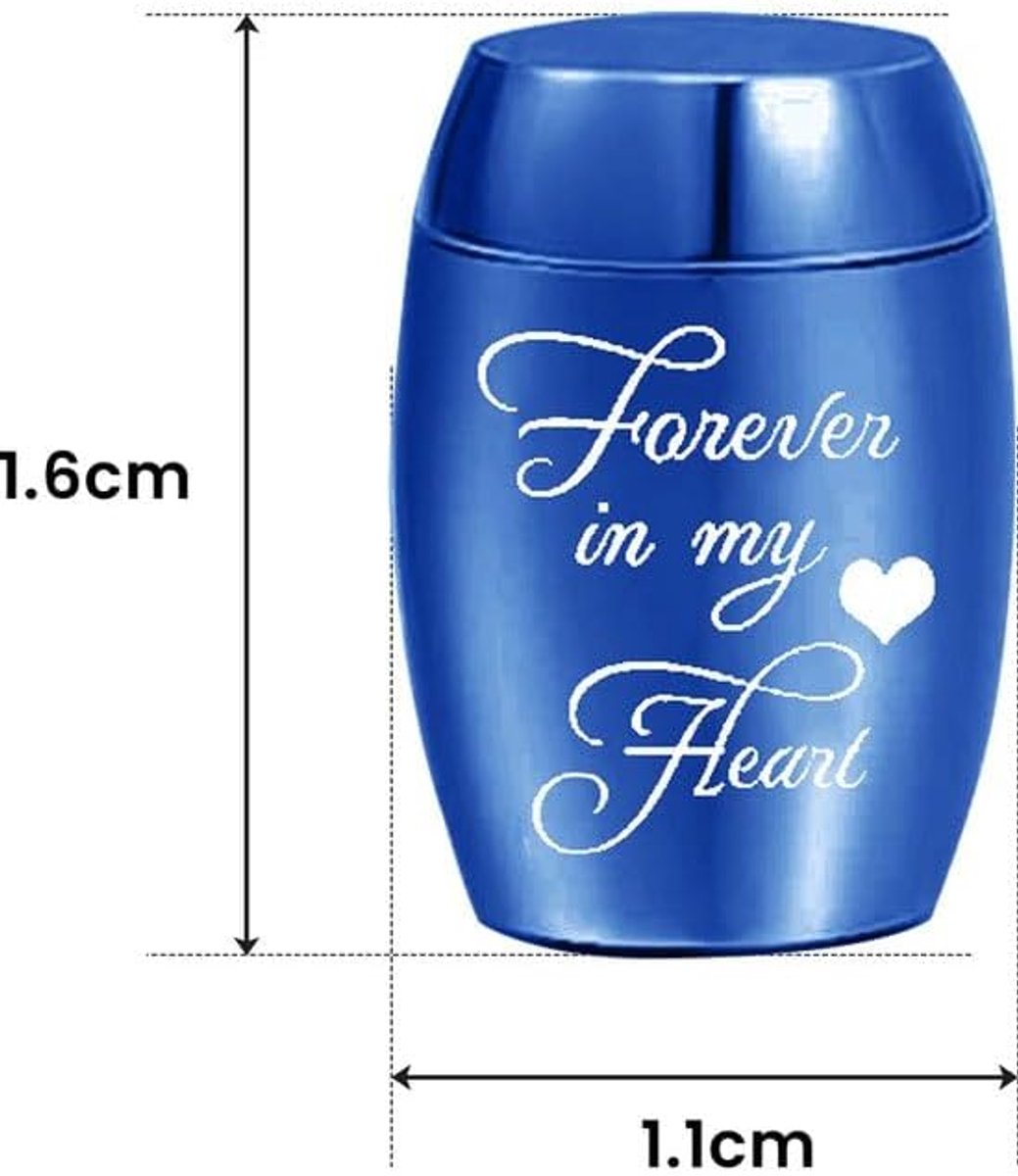 Mini Urn - As Urn Voor Huisdieren en Mensen - 10 ML - 25 * 16 mm - Roestvrij Staal - Zilver - Hoogwaardige Kwaliteit