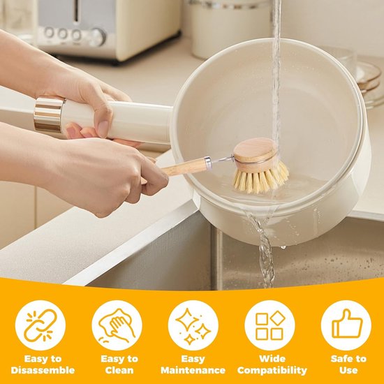 10-delige afwasborstel van bamboe, sisalvezel, afwasborstelset, hout met afwasborstel, bekerborstel, houder, afwasborstel, houten handvat voor schone keuken, badkamer, tafel, muur, vloer, raam — afbeelding 4