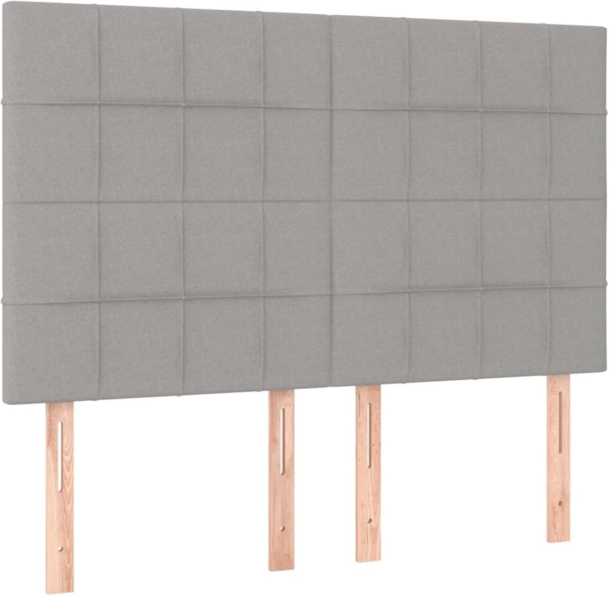 4 stuks hoofdbord, rugleuning, hoofdeinde, voor bed, eenpersoonsbed, oordesign, van stof, lichtgrijs, 144 x 5 x 118/128 cm, stoffen hoofdeinde voor eenpersoonsbed, stoffen rugleuning voor