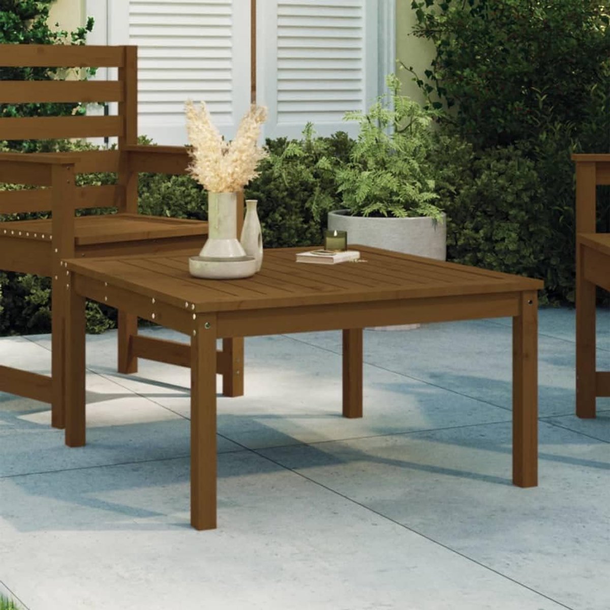 Honingbruin 82,5 x 82,5 x 45 cm massief grenen, tuinlounge-tafel balkon eettafel outdoor tafel patio tafel voor tuinen, terrassen en balkons