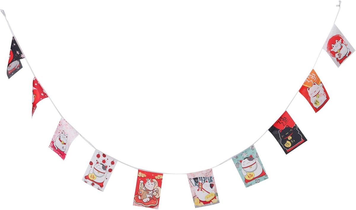 Kattenornamenten Gelukskat Stringvlag Polyesterbanner voor Japanse Restaurantdecoratie