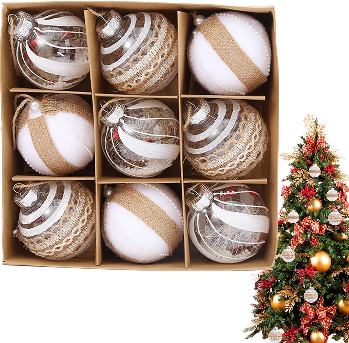 Kerstballen 9 stuks bal decor