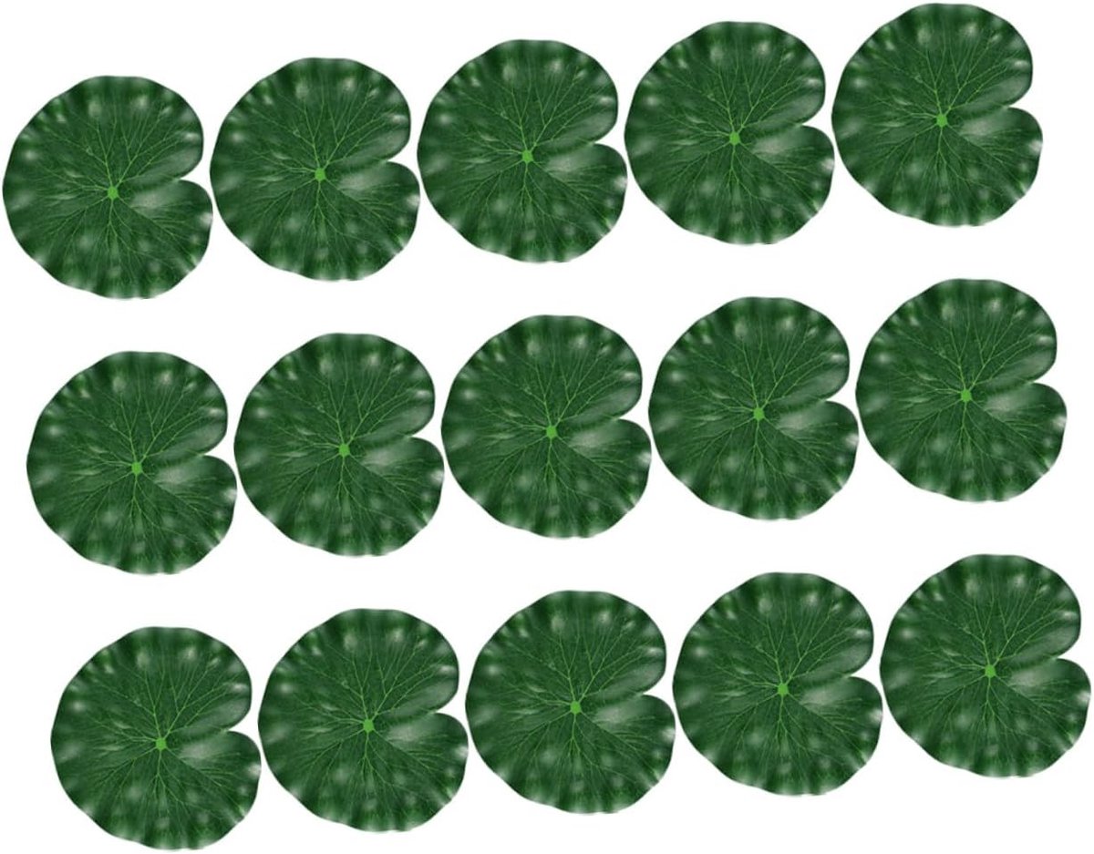 15 Stuks Kunstmatige Lotusbladeren Drijvend EVA Materiaal Natuurlijke Look Herbruikbaar voor Vijverdecoratie DIY Cadeau Ideeën voor Vissen
