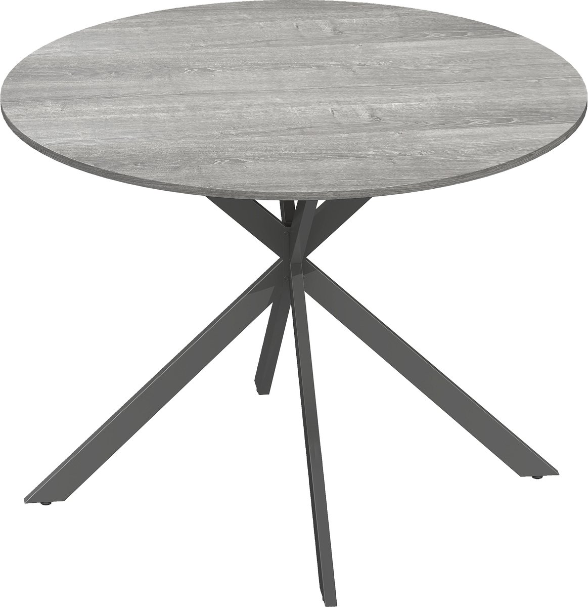 Homona Ronde eettafel - Voor 4 personen - Met stalen frame en verstelbare poten - Ø100 x 75 cm - Grijs