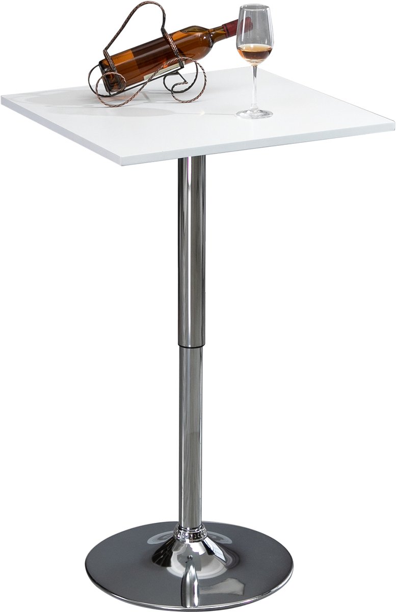 Homona Bartafel - In hoogte verstelbaar en 360° draaibaar - 60 x 60 x 69-91 cm - Wit