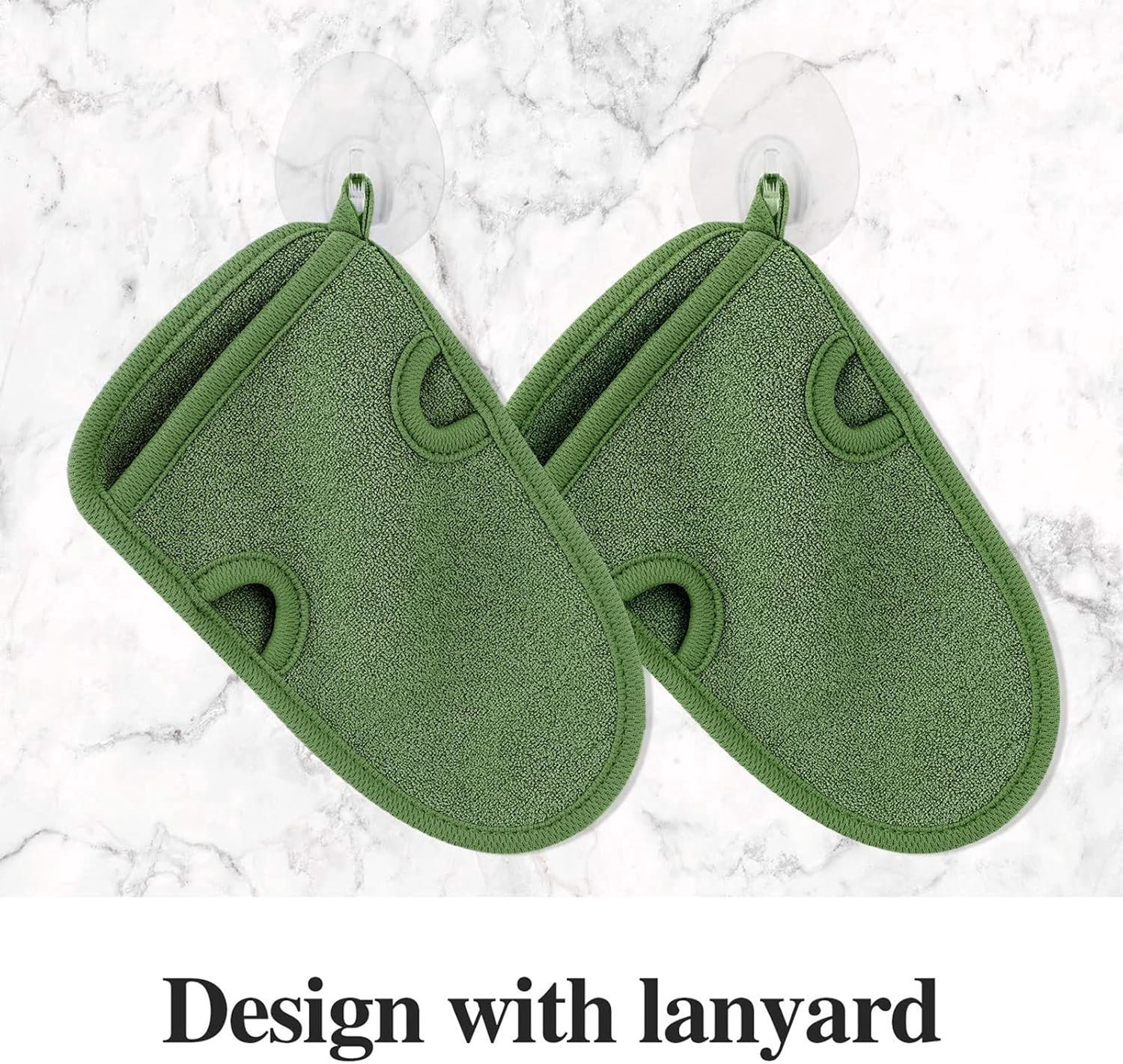 PHOGARY 2pcs Exfoliating Gloves for Bath Shower - Exfoliating Body Scrub Gloves Mittens, Exfoliating Arms Legs Face Dead Skin Exfoliating Accessory (G