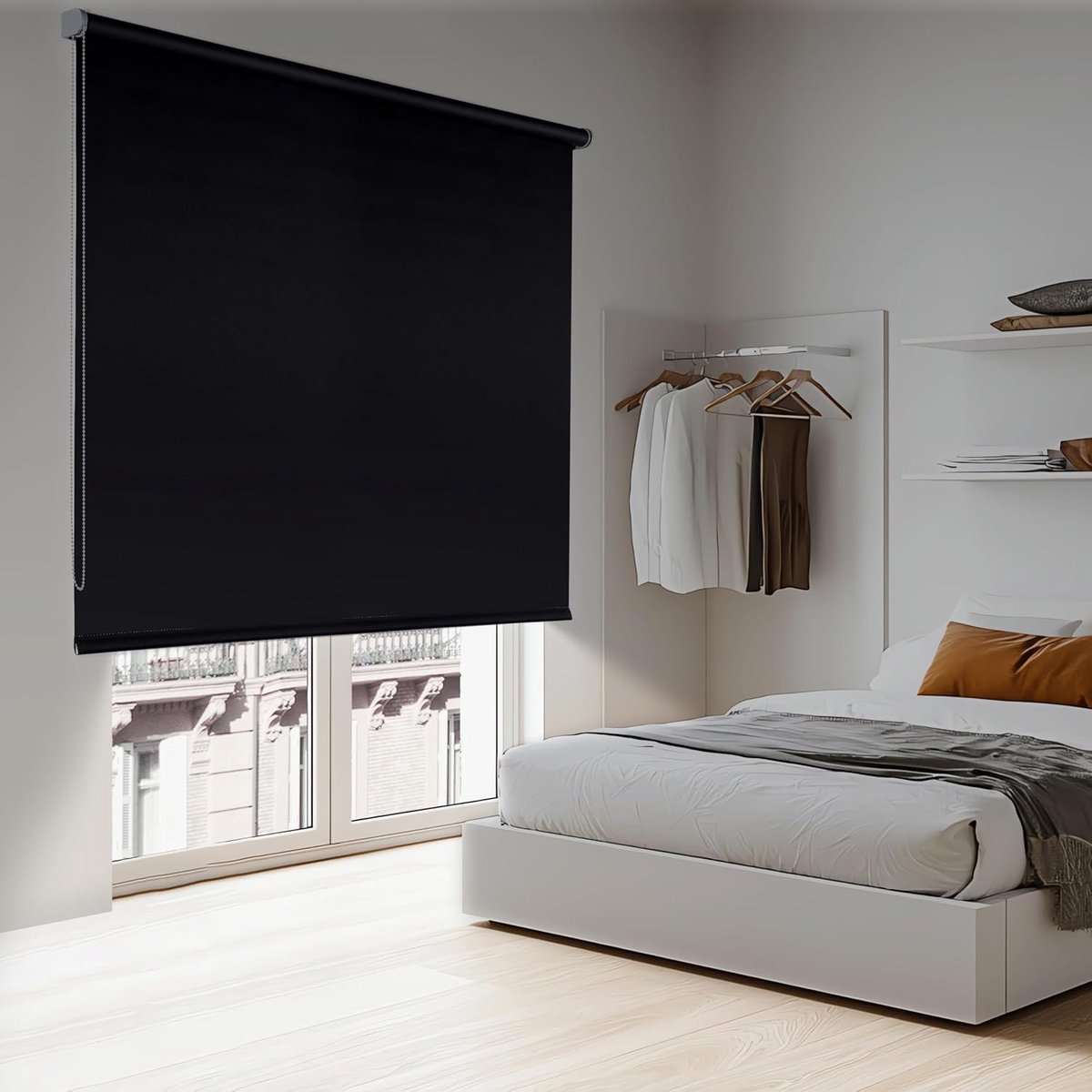 Rolgordijn Moon, Blackout-rolgordijn, volledig donker, ideaal voor ramen en deuren | Zwart, 180 cm x 250 cm
