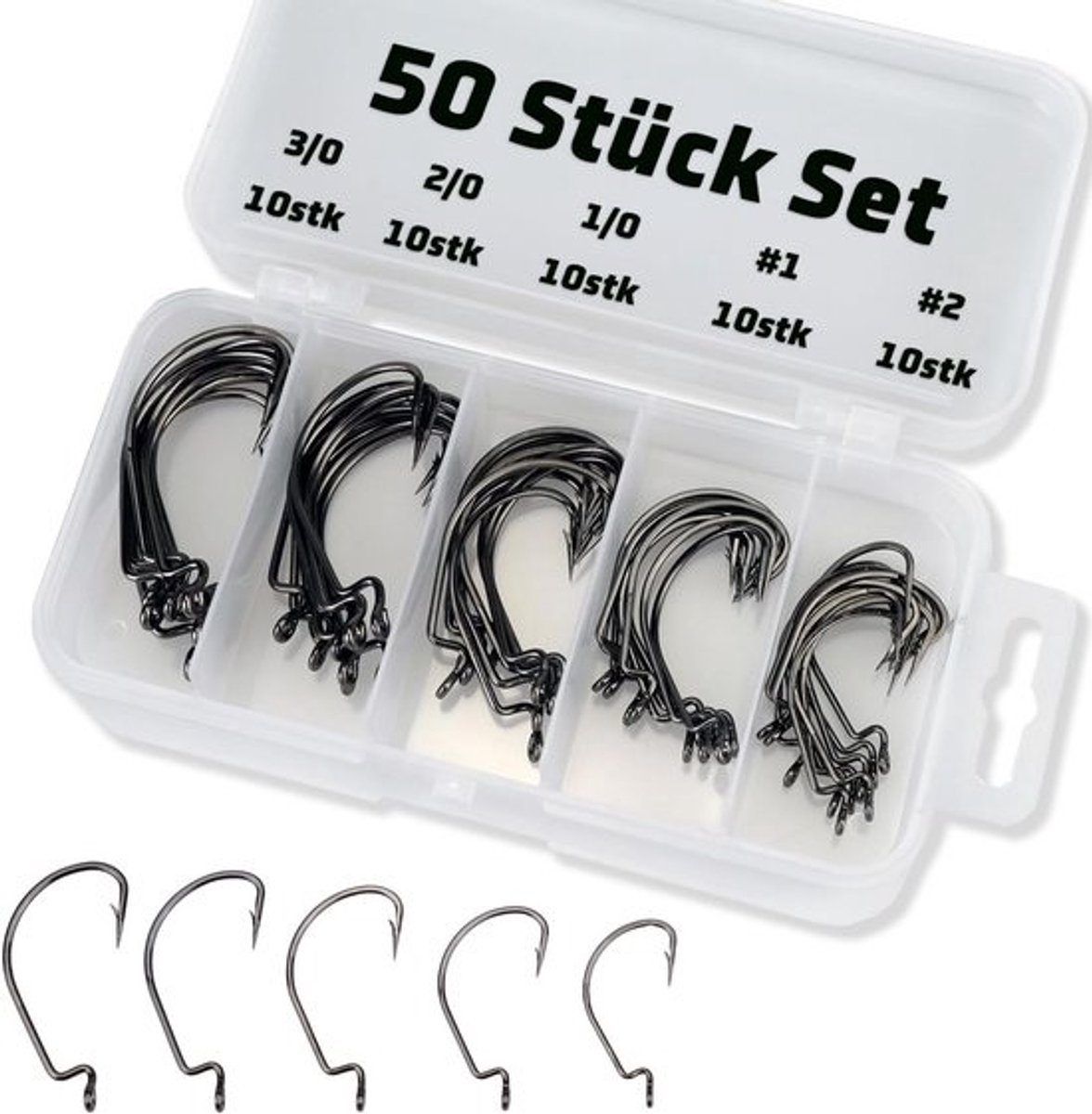 Offset worm jig haken - 3X sterke koolstofstalen vishaken voor bass en forel
