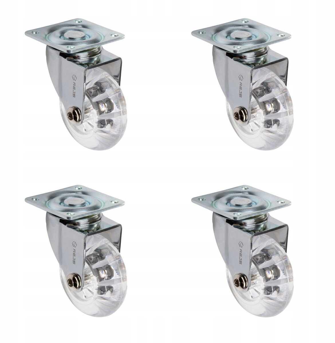 4x Zwenkbare Meubelwielen 50mm - Rubber - Zonder Rem