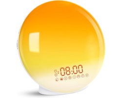 Wake Up Lichtwekker - zonsopgang-/zonsondergangsimulatie - twee wektijden - 7 natuurgeluiden - FM-radio en sluimerfunctie - voor volwassenen en kinderen