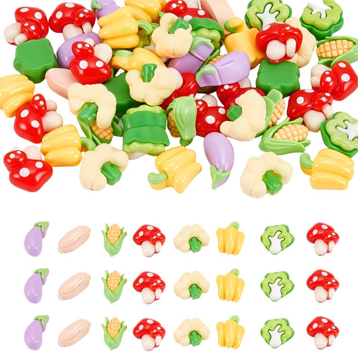 80 stuks kunsthars groenten miniatuur groenten figuren kunstmatige maïs kool paddenstoel aardappel chili groenten decoratie