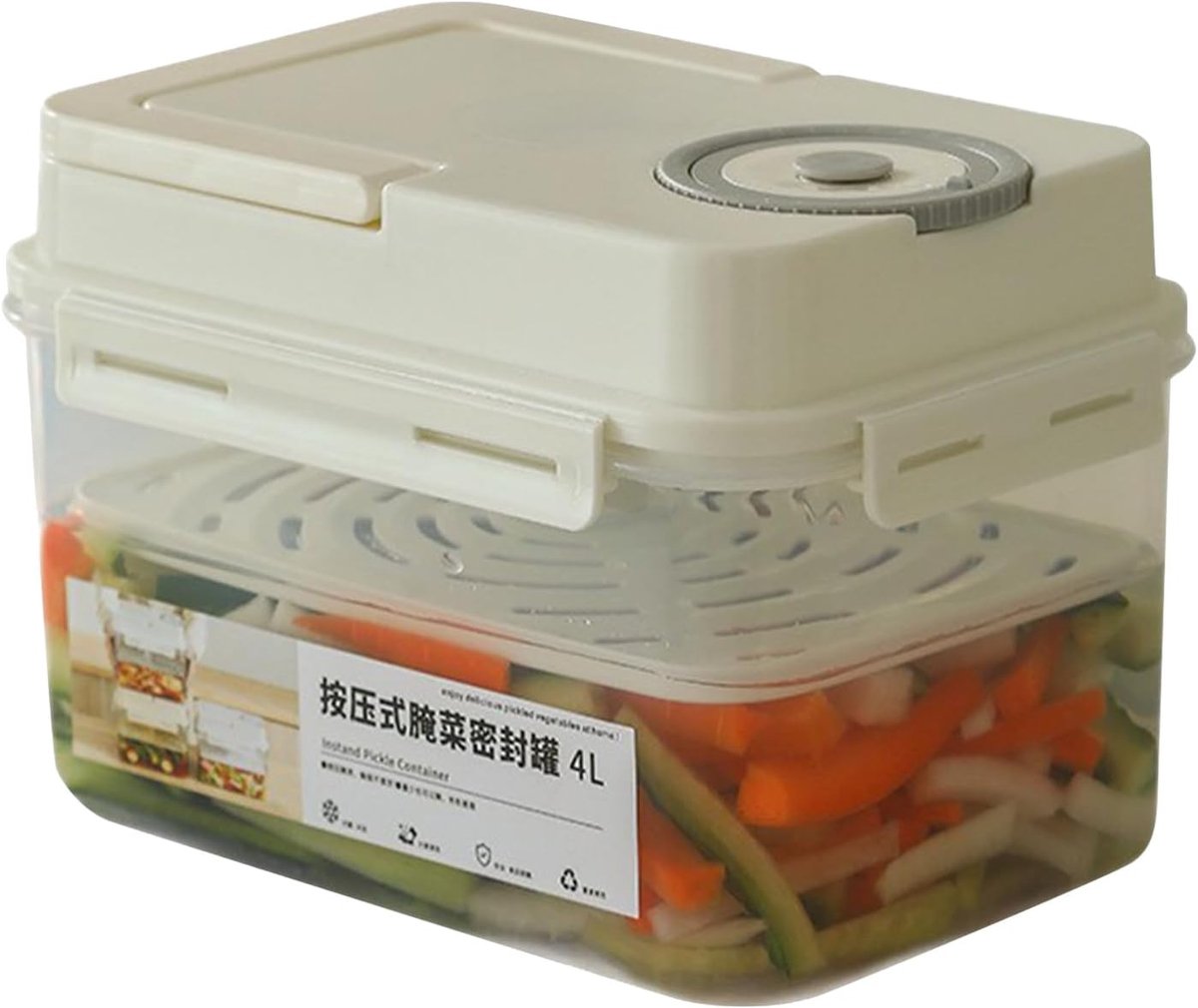 Storage Container,Press-type 4L Koreaanse beitsen lekvrije opslag | Beitscontainer - voor Thuis Keuken Koelkast Camping Picknick Voedsel Pantry Zuurkool Koken