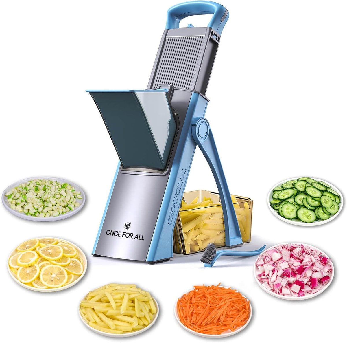 Mandoline Snijmachine - Wit - 5 in 1 - Roestvrijstalen Messen - Voor Koks