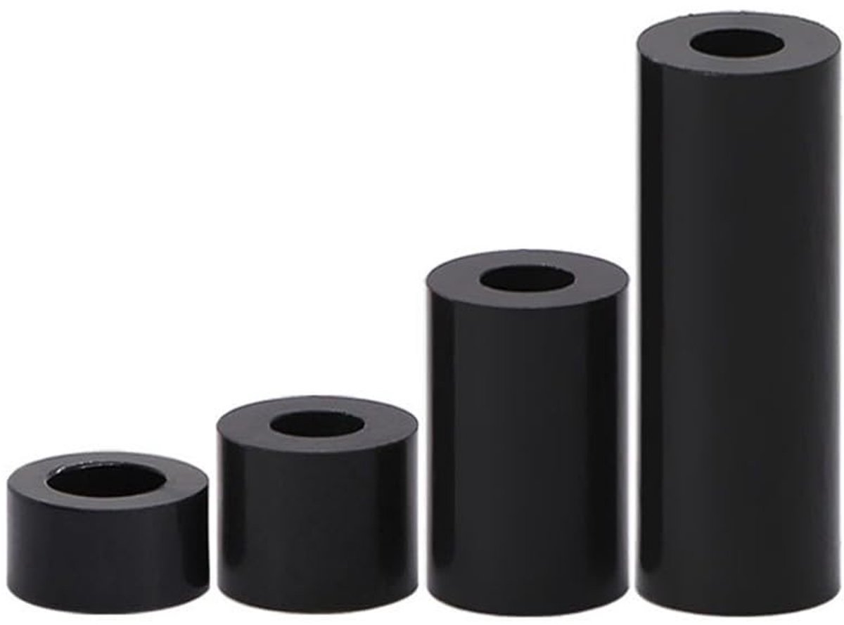 50 Pcs Niet-Geverfde Afstandshouders - Zwart Kunststof ABS Afstandshulzen Ronde Isolator Afstandshuls Kolomafstandhouders M5×9×8mm