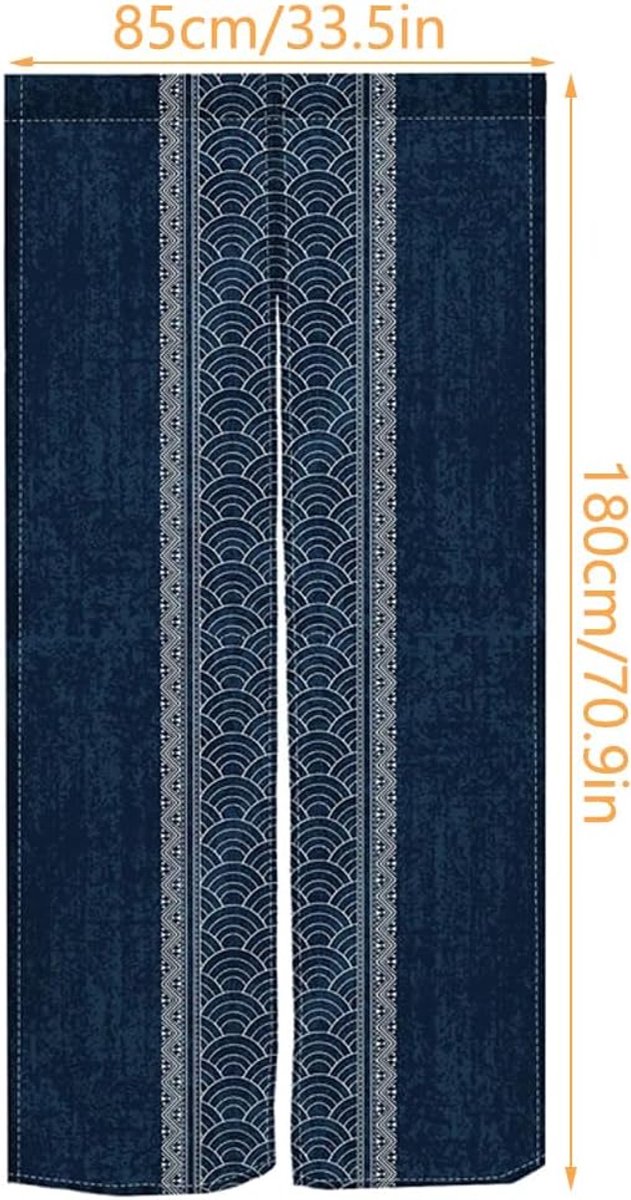 Noren Deurgordijn, Linnen Deurwandtapijt voor Ukiyoe Kamerverdeler Keuken Huisdecoratie, B33,5" X H70,9", Golf Koningsblauw — afbeelding 5