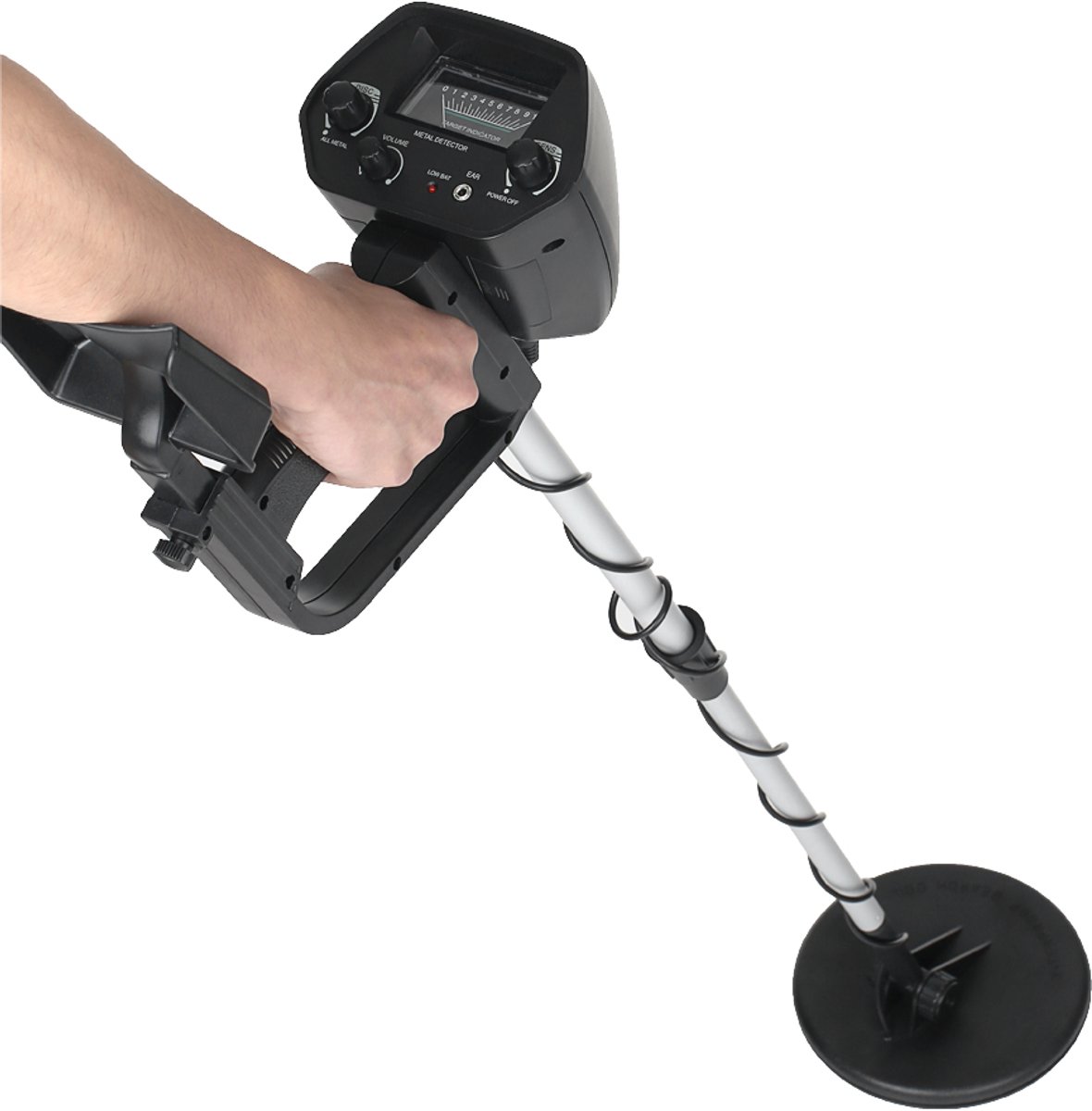 Metaaldetector – Verstelbaar 78-107 cm – All Metal & Discriminatie – Met Schep en Koptelefoon