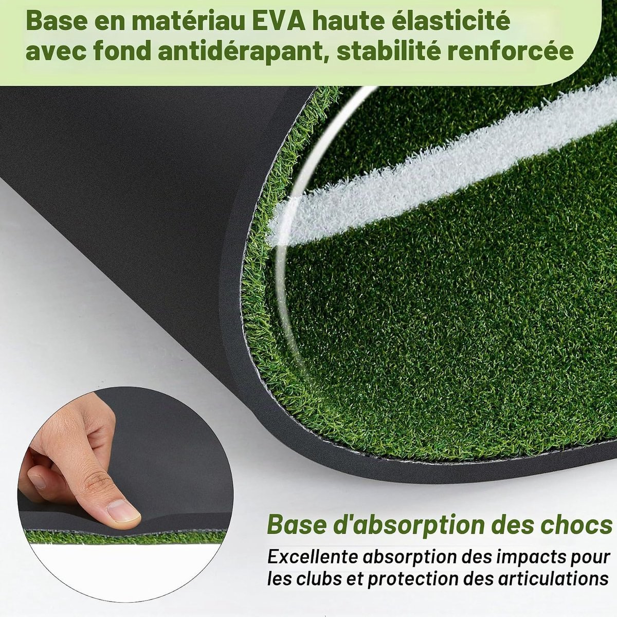 Triumpunpre Golf Oefenmat met Kruislijn voor Swingcorrectie, 152×121×4,5 cm Dubbel Gras Antislip Golf Trainingsmat voor Thuis en Tuin