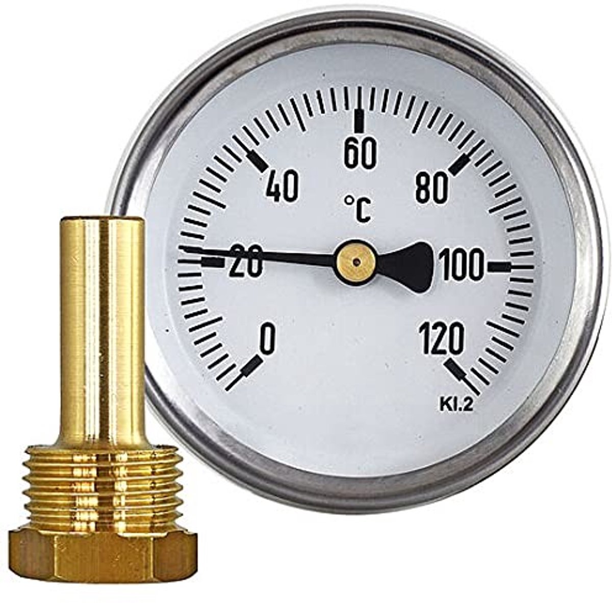 Analoge Bimetalen Thermometer met Schroefdraad - 120°C