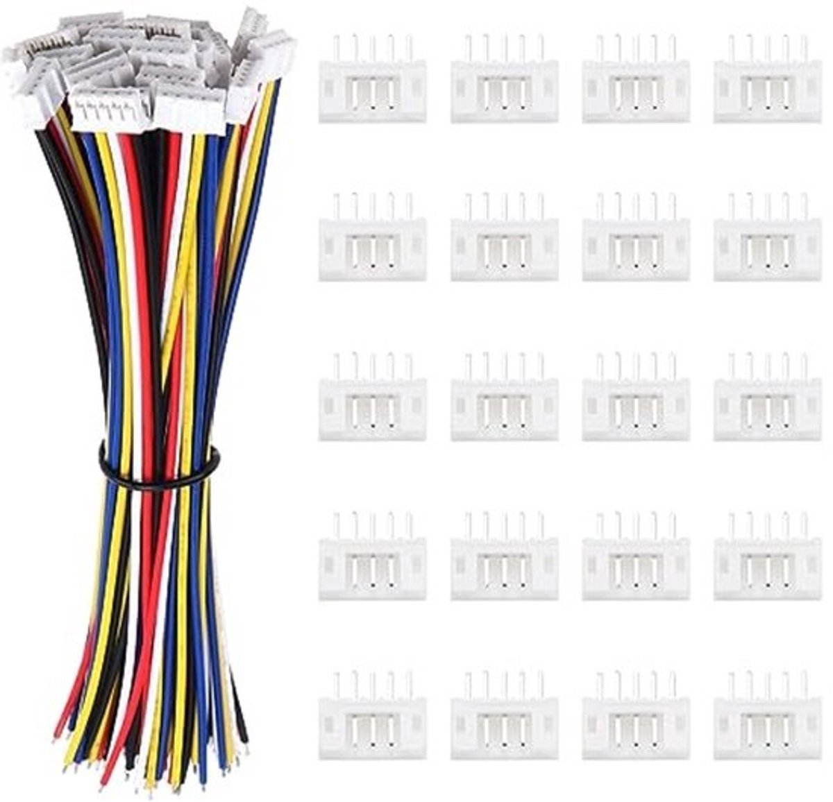 20 sets JST 2.0 PH 5-pins connectoren - 150 mm kabel - 22 AWG