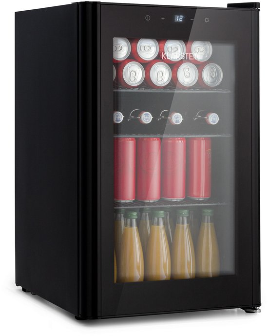 Klarstein Mini koelkast - Glazen deur - LED Verlichting - 3 Planken - 70 liter - Binnen/Buiten - 0-10°C - Zwart - Compact - Touch - Mini Fridge Kleine Koelkast Hotelkoelkast Drankkoeler Compact Koelkast van Klarstein — afbeelding 3