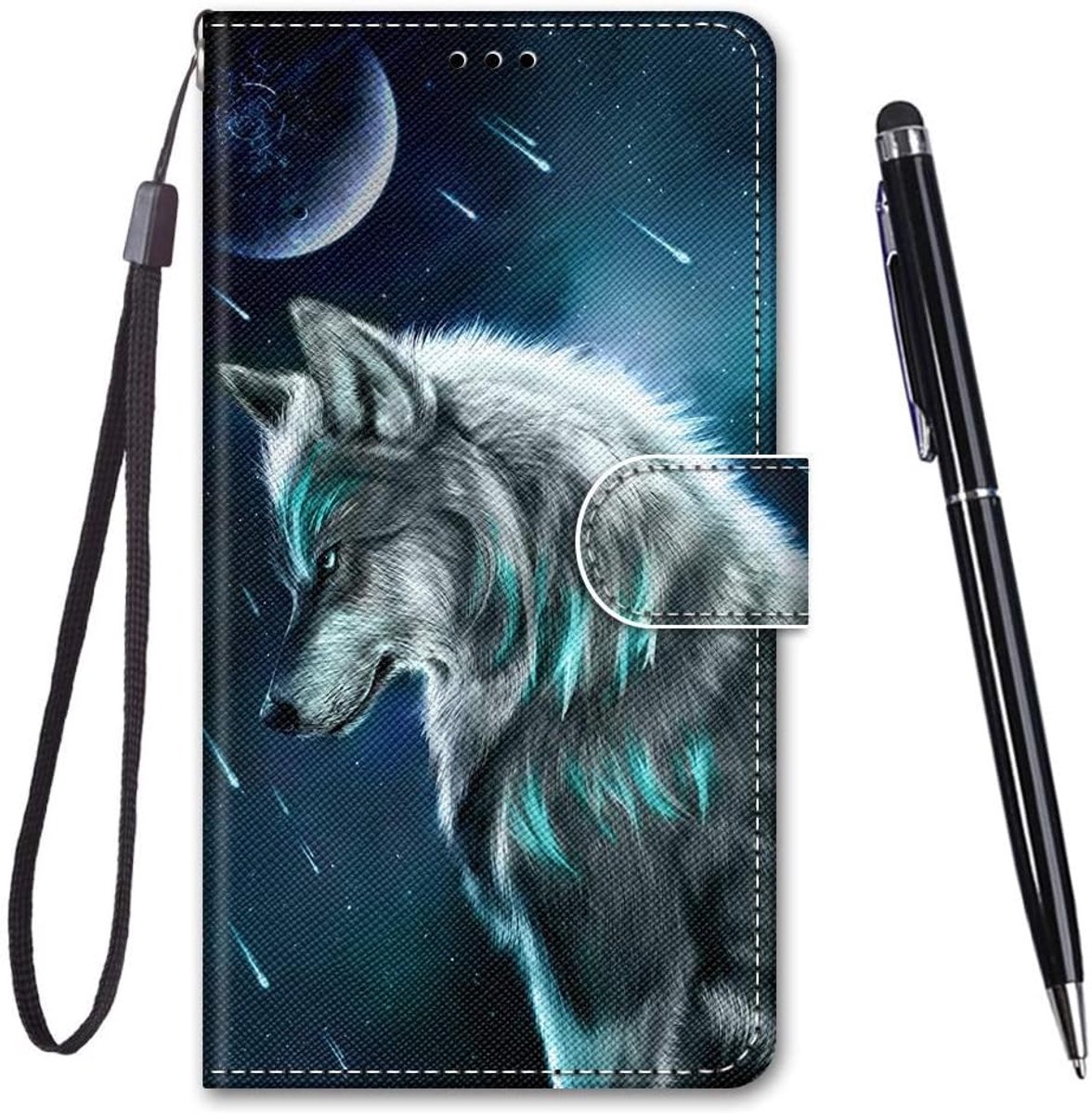 Hoesje voor Galaxy S7, beschermhoes Galaxy S7, beschermhoes van PU-leer, portemonnee, kleurrijk design, klaphoes, portemonnee, [creatief geverfd] Hoesje voor Samsung Galaxy S7 (blauw licht)